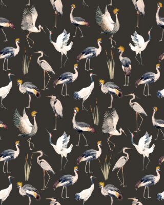 Tapete Kraniche auf braunem Hintergrund