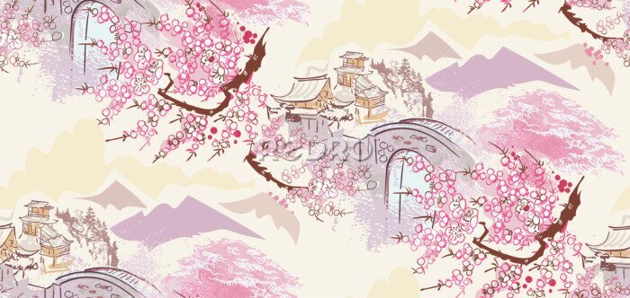 Tapete Landschaft im orientalischen Stil