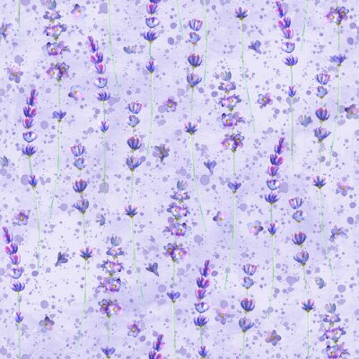 Tapete Lavendelblüten am Aquarell-Hintergrund in Violetttönen