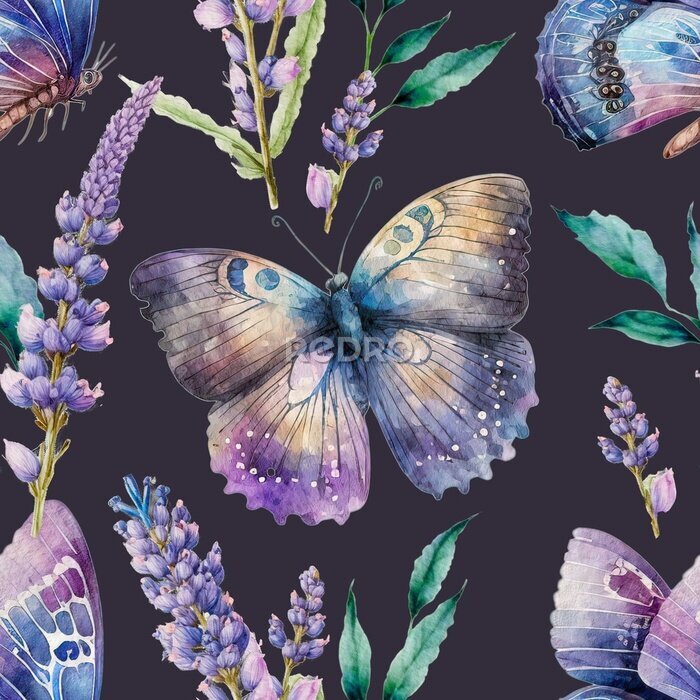 Tapete Lavendeldickicht von Schmetterlingen