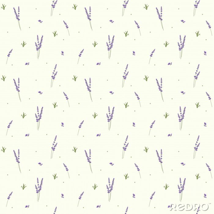 Tapete Lavender seamless pattern background. Lavender flower textile design. Vector