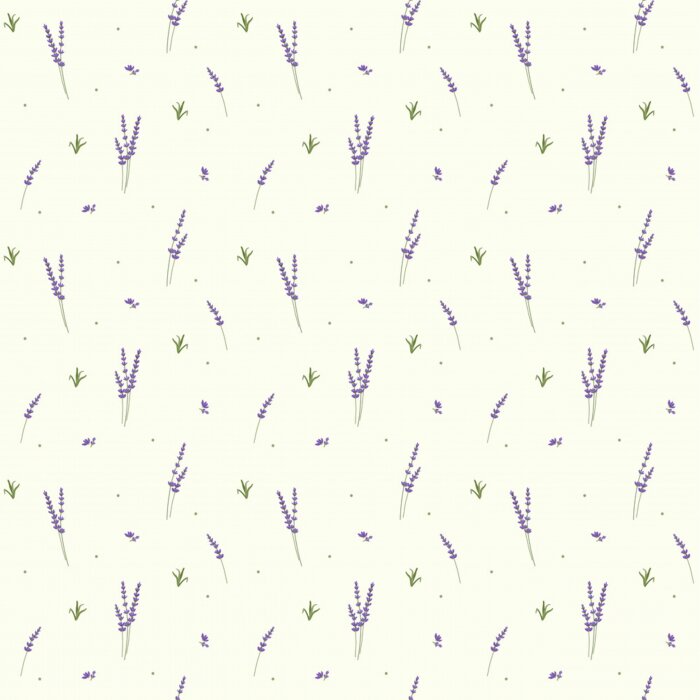 Tapete Lavender seamless pattern background. Lavender flower textile design. Vector