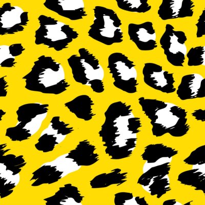 Tapete Leopard pattern design - funny  drawing seamless pattern. Lettering poster or t-shirt textile graphic design. / wallpaper, wrapping paper.