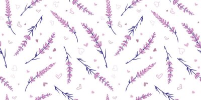 Tapete Light purple lavender repeat pattern design. Great for springtime modern fabric, wallpaper, backgrounds, invitations, packaging design projects. Surface pattern design.