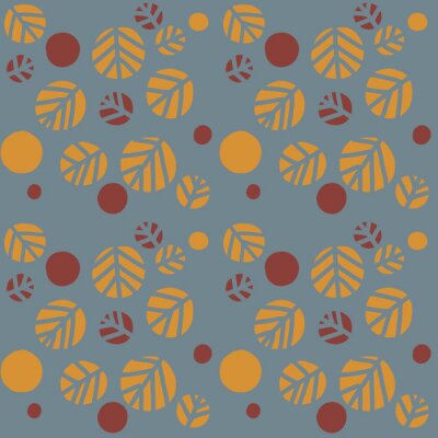 Tapete Linden Linde gerundet Blätter Muster mit Birke, Kirschblatt auf blau dekorativen ornamentalen Hintergrund