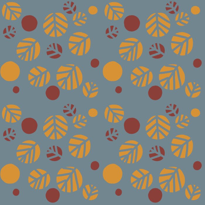 Tapete Linden Linde gerundet Blätter Muster mit Birke, Kirschblatt auf blau dekorativen ornamentalen Hintergrund