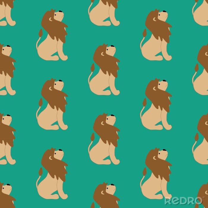 Tapete Löwen auf grünem Hintergrund