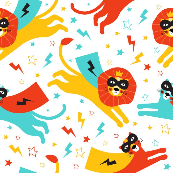 Tapete Löwen und Panther als Superhelden