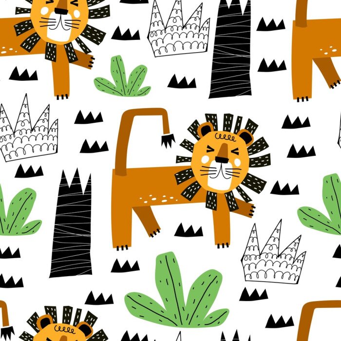 Tapete Löwen und Safari-Vegetation