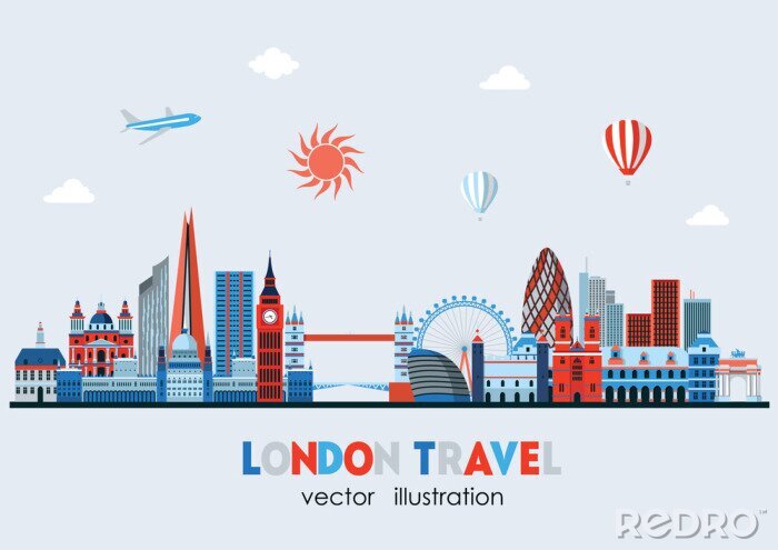 Tapete London detaillierte Skyline. Vektor-Illustration - Stock Vektor