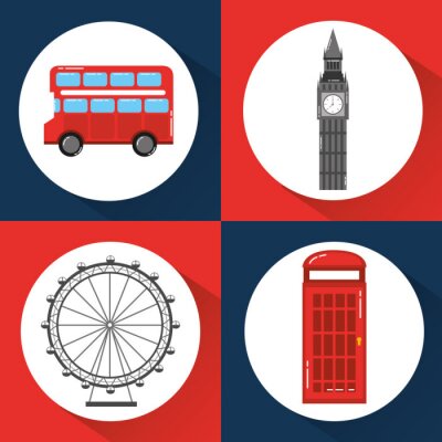 Tapete London England Toruism Reisen Wahrzeichen Symbol Vektor-Illustration