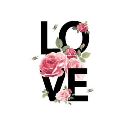 LOVE Aufschrift mit Rosen
