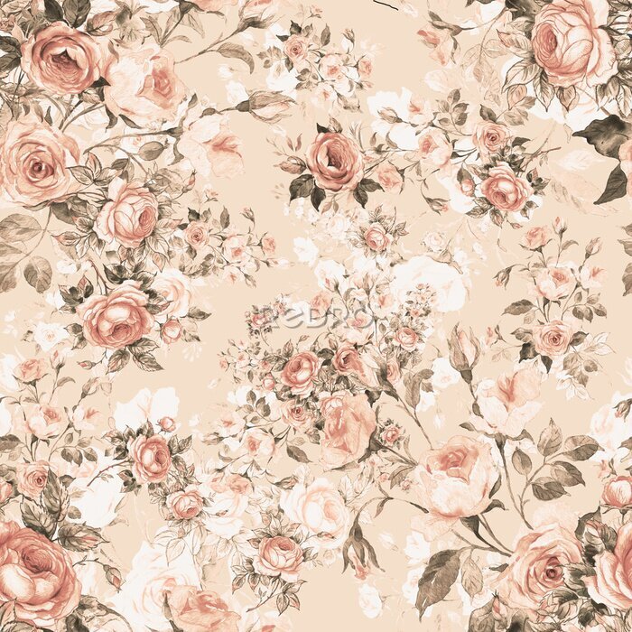 Tapete Lovely seamless floral pattern delicate roses