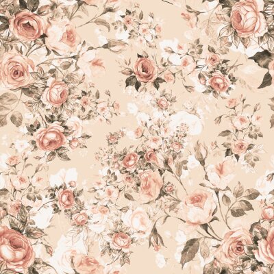 Tapete Lovely seamless floral pattern delicate roses