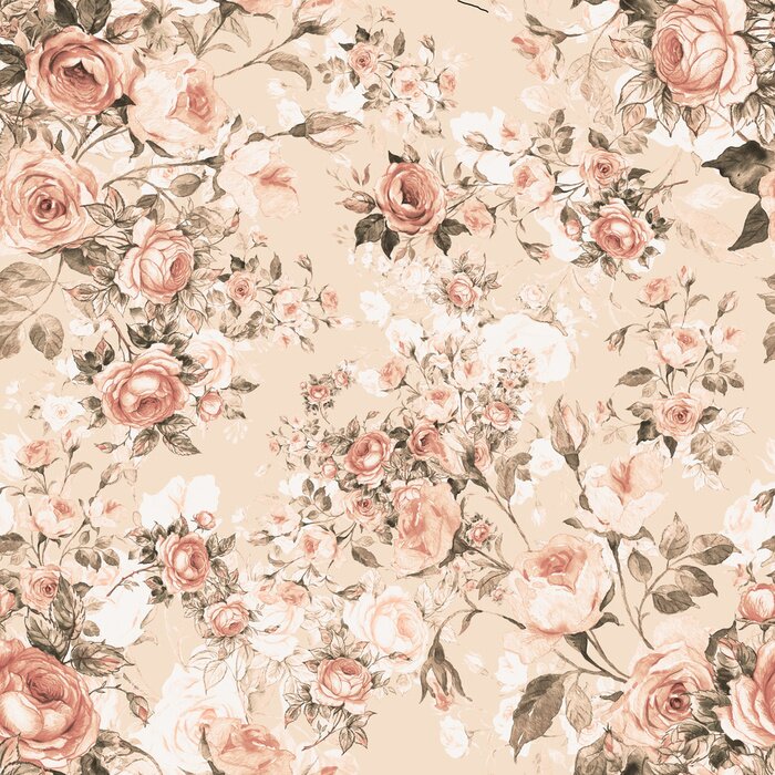 Tapete Lovely seamless floral pattern delicate roses