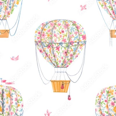 Tapete Luftballons mit Blumenmuster