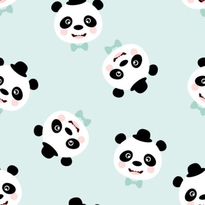 Tapete Lustige Pandas mit Hüten