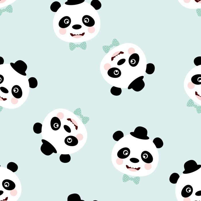Tapete Lustige Pandas mit Hüten