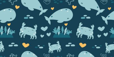 Tapete Lustiges Leben in einer Unterwasserwelt