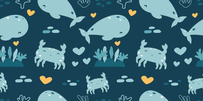 Tapete Lustiges Leben in einer Unterwasserwelt