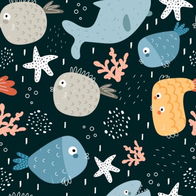 Tapete Märchenfische und Haie