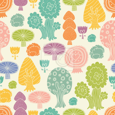 Tapete Magischer bunter Wald