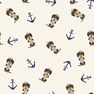 Tapete Maritime Hunde mit Ankern