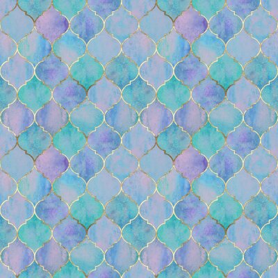 Tapete Marokkanisches Muster in Türkis und Violett
