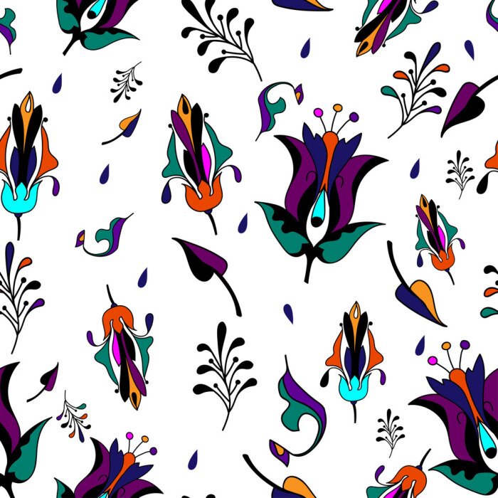 Tapete Mehrfarbenmuster auf weißem Hintergrund, nahtlos