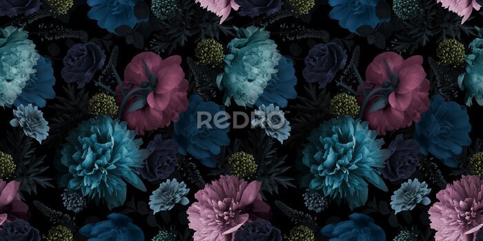 Tapete Mehrfarbige Gartenblumen