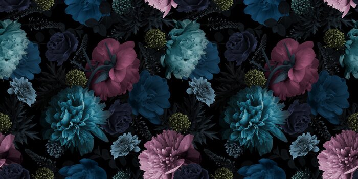 Tapete Mehrfarbige Gartenblumen