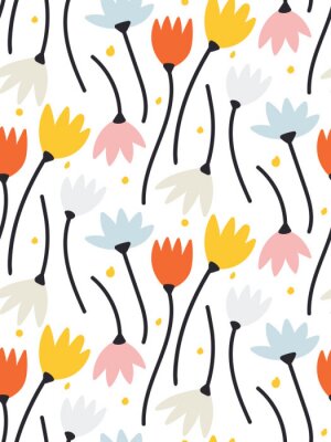 Mehrfarbige Pflanzen in einem Muster angeordnet Illustration