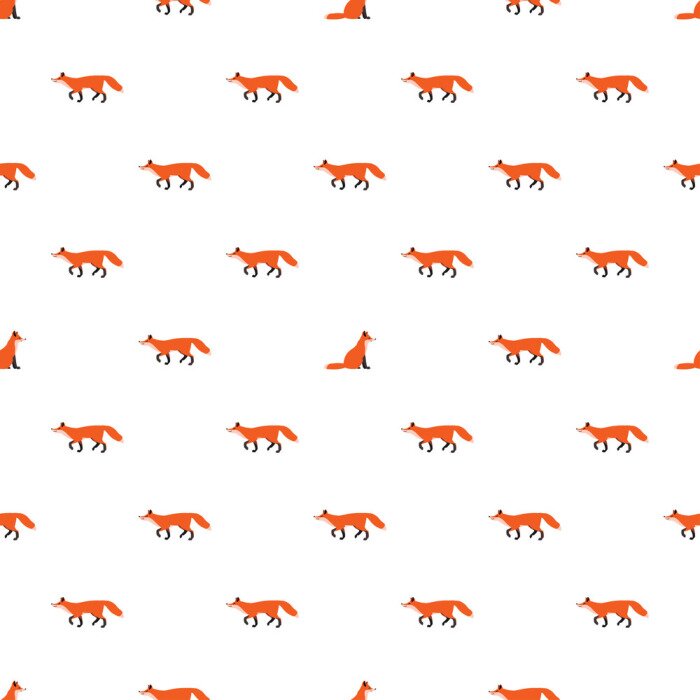 Tapete Mini-Füchse auf weißem Hintergrund