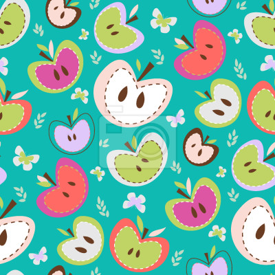 Tapete Miniatur-Schmetterlinge und Apfelhälften