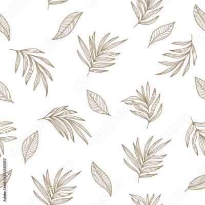 Tapete Minimal Floral Summer Leaf seamless pattern - Vector