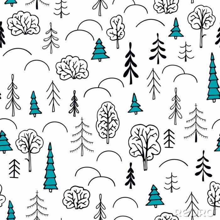 Tapete Minimalistische Bäume in einem Winterwald