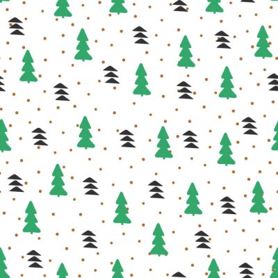 Tapete Minimalistische grüne und schwarze Bäume