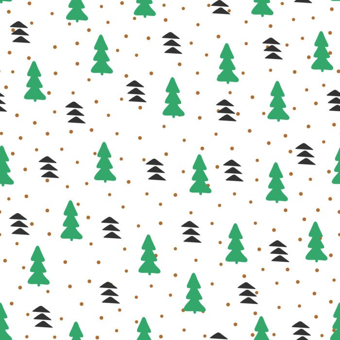 Tapete Minimalistische grüne und schwarze Bäume