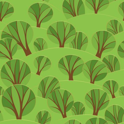 Tapete Minimalistische Landschaft mit Bäumen