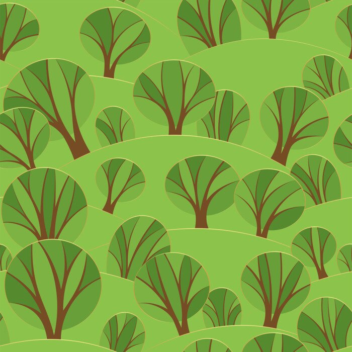 Tapete Minimalistische Landschaft mit Bäumen