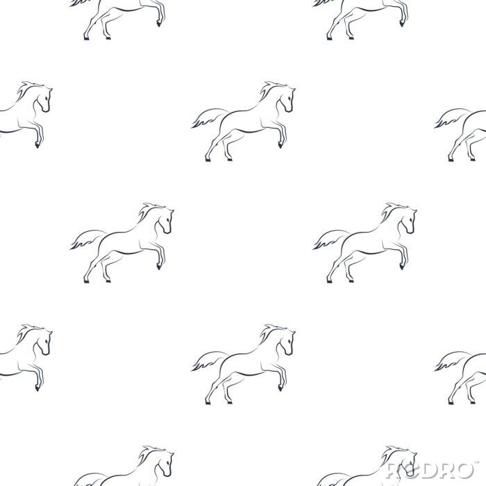 Tapete Minimalistische Pferde auf weißem Hintergrund