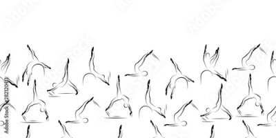 Tapete Minimalistische Silhouetten von Yoga-Praktizierenden