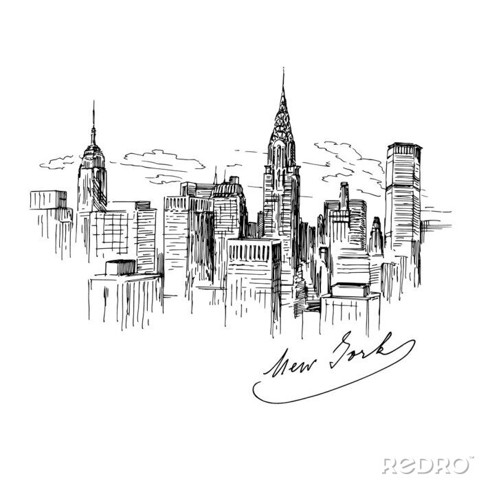 Tapete Minimalistische Skizze von New York City