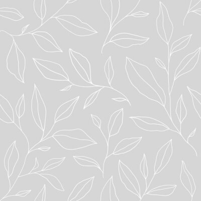 Tapete Minimalistisches florales Muster aschgrau