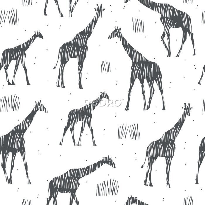 Tapete Minimalistisches Muster mit Giraffen
