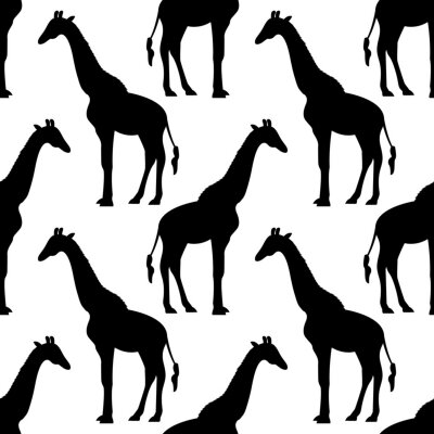 Tapete Minimalistisches nahtloses Muster mit schwarz-weißen Giraffen