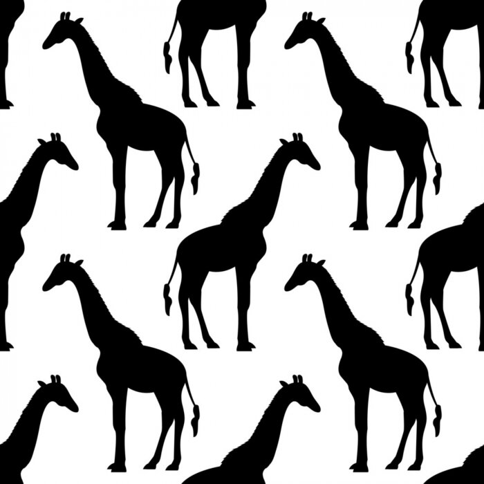Tapete Minimalistisches nahtloses Muster mit schwarz-weißen Giraffen