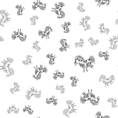 Tapete Mit Bleistift gemalte Pferde auf weißem Hintergrund