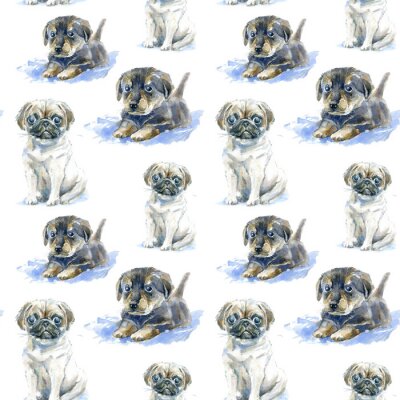 Tapete Mit Bleistift skizzierte Hunde