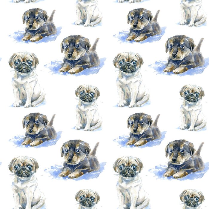 Tapete Mit Bleistift skizzierte Hunde